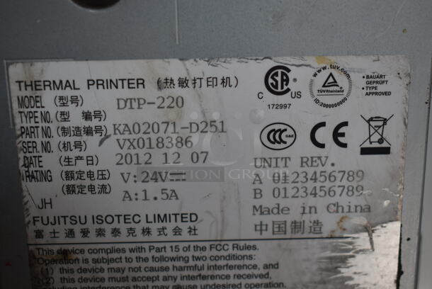 Fujitsu DTP-220 Countertop Receipt Printer. - Image 6 of 6