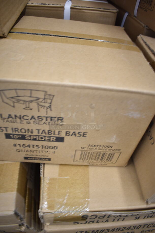 PALLET LOT of 33 BRAND NEW Boxes Including 20 Boxes 3492430TCB Lancaster Table & Seating 24" x 30" Laminated Rectangular Table Top Reversible Cherry / Black, 5 Boxes of 4 164TB2222 Lancaster Table & Seating 22" x 22" Cross Cast Iron Table Base Plate, 2 Box of 4 164TS1000 Lancaster Table & Seating 10" Cast Iron Table Base Spider, 2 Box of 10 164TCOLROD25 Lancaster Table & Seating 25 3/16" Standard Height Table Base Column and Rod. 33 Times Your Bid!  - Image 9 of 10