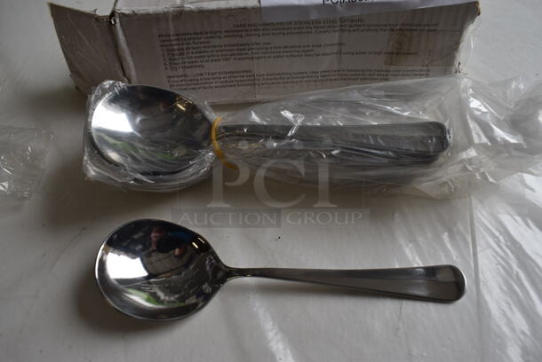 12 BRAND NEW IN BOX! Winco 0015-04 Stainless Steel Lafayette Bouillon Spoons. 6