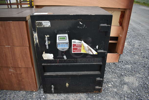 Corporate Safe Specialists Black Metal 2 Compartment Safe. Does Not Come w/ Combination. 23.5x20x31.5 