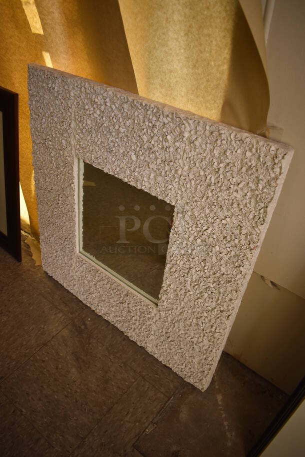 Mirror w/ Thick White Textured Frame. - Image 3 of 6