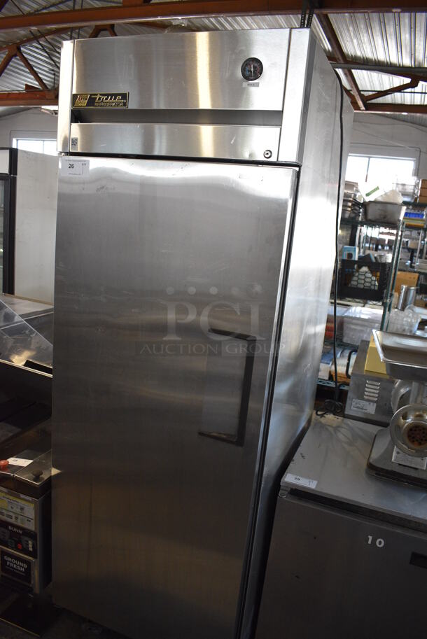 2013 True TG1R-1S ENERGY STAR Stainless Steel Commercial Single Door Reach In Cooler w/ Poly Coated Racks on Commercial Casters. 115 Volts, 1 Phase. 29x35x83. Tested and Working! - Image 3 of 5