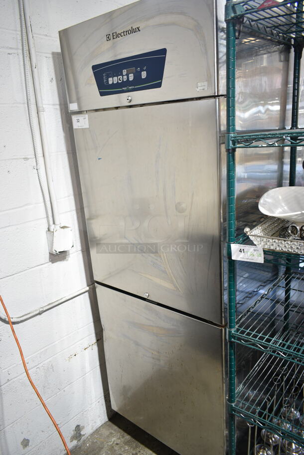 Electrolux RH06RE2HU Stainless Steel Commercial 2 Half Size Door Reach In Cooler w/ Racks. 120 Volts, 1 Phase. Tested and Powers On But Does Not Get Cold - Image 1 of 6