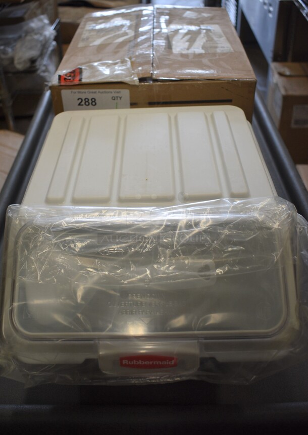 BRAND NEW IN BOX! Rubbermaid White and Clear Poly Ingredient Bin. 11.5x14.5x8.5