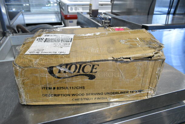 BRAND NEW IN BOX! Box of 6 Choice 825UL117CHS Valor 13 3/4" x 9 3/4" Rectangular Rubberwood Underliner with Rustic Chestnut Finish - Image 2 of 5