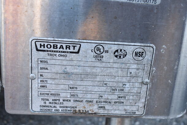 Hobart Stainless Steel Commercial Straight Pass Through Dishwasher w/ Right Side Clean Side Dishwasher Table. 208-240 Volts, 3 Phase.  - Image 8 of 9