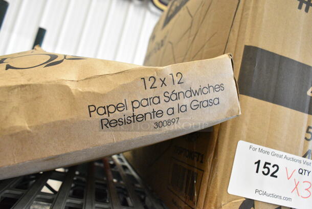 3 Various BRAND NEW Boxes Including 2 Box 795PTOKFT1 Choice Kraft Microwavable Folded Paper #1 Take-Out Container 4 3/8" x 3 1/2" x 2 1/2" - 450/Case and EcoCraft 12x12 Sandwich Wrap. 3 Times Your Bid!  - Image 3 of 5