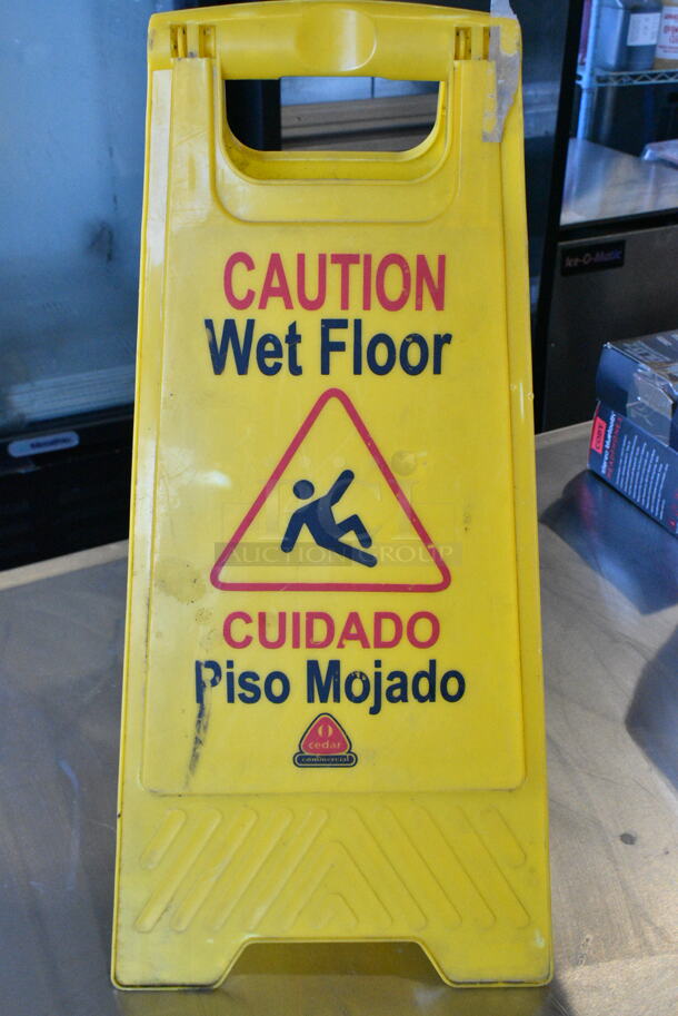 3 Items Including 2 Cedar Mop Buckets and Yellow Poly Wet Floor Caution Sign. 3 Times Your Bid!  - Image 5 of 6