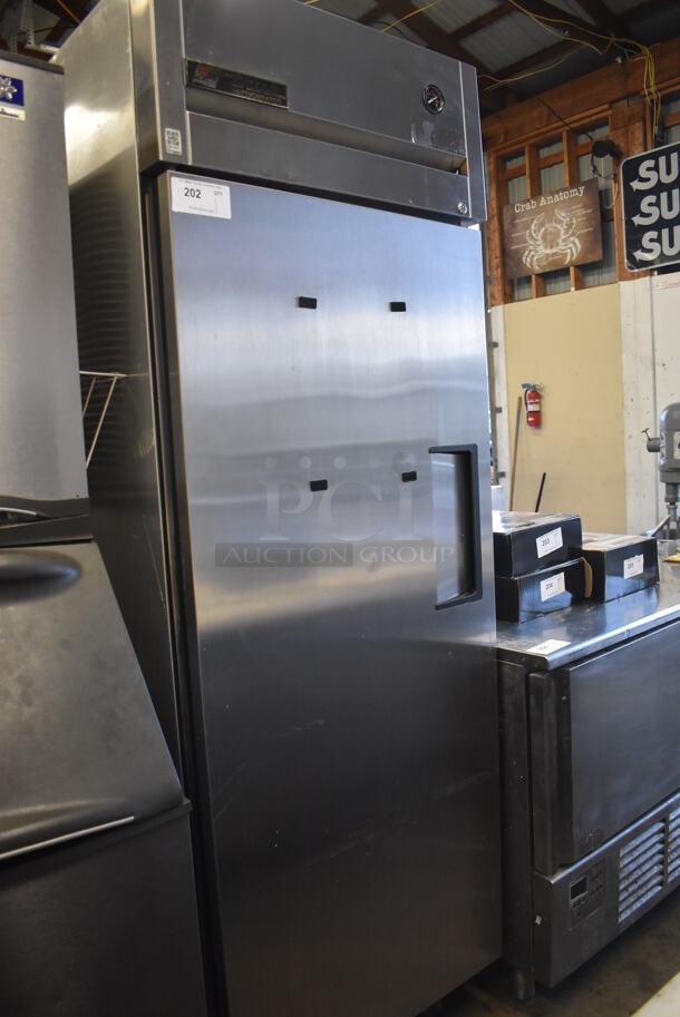 2011 True TG1R-1S Stainless Steel Commercial Single Door Reach In Cooler w/ Poly Coated Racks on Commercial Casters. 115 Volts, 1 Phase. 29x35x83. Tested and Working! - Image 2 of 5