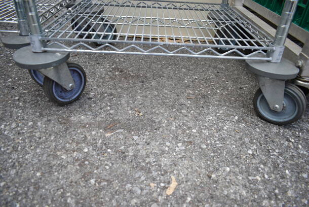 Chrome Finish 4 Tier Wire Shelving Unit on Commercial Casters. BUYER MUST DISMANTLE. PCI CANNOT DISMANTLE FOR SHIPPING. PLEASE CONSIDER FREIGHT CHARGES. - Image 2 of 4
