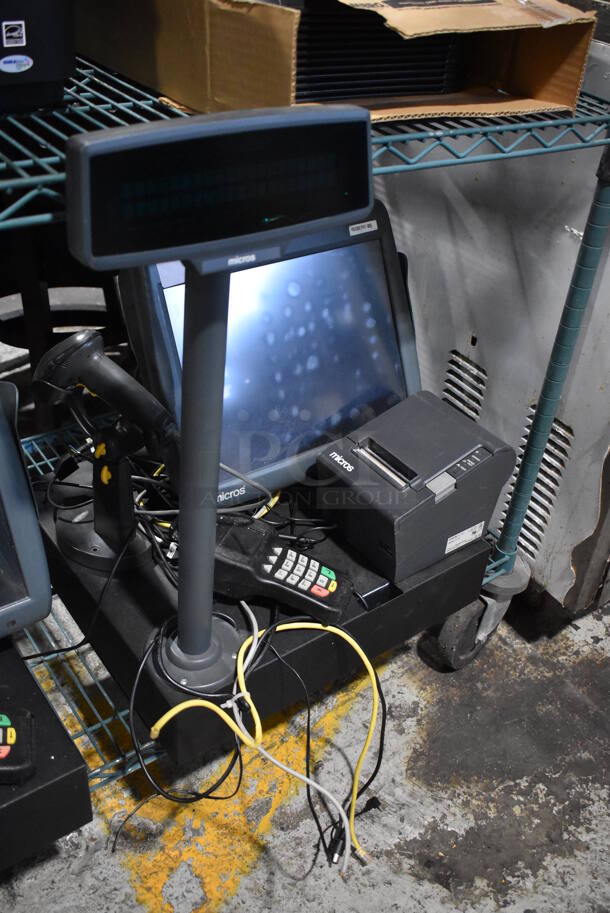 Micros 15" POS Monitor, Epson M129H Receipt Printer, Barcode Scanner, Credit Card Reader and Metal Cash Drawer. - Image 2 of 11