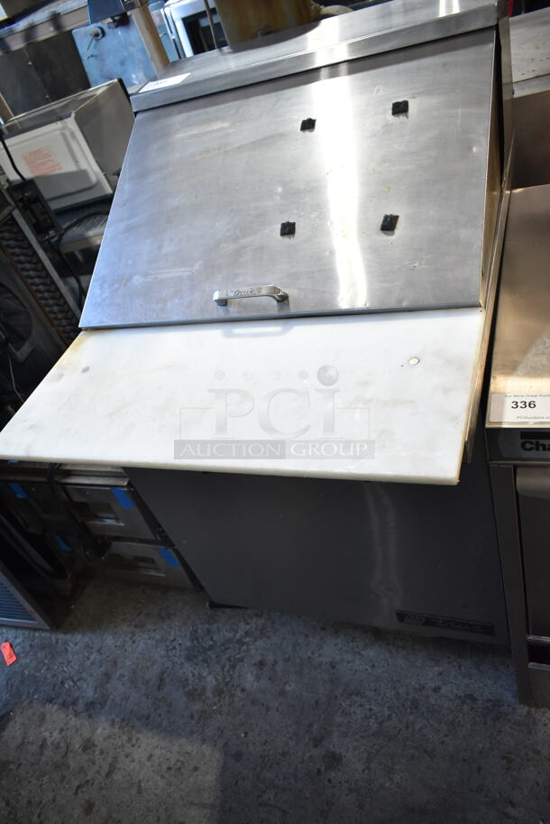 True TSSU-27-12M-C Stainless Steel Commercial Sandwich Salad Prep Table Bain Marie Mega Top on Commercial Casters. 115 Volts, 1 Phase. Tested and Powers On But Does Not Get Cold
