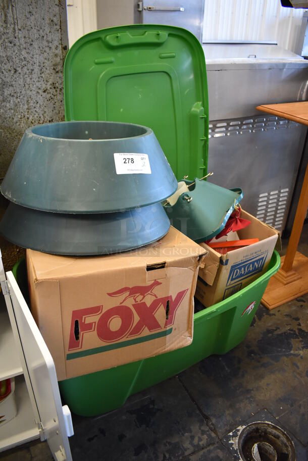 ALL ONE MONEY! Lot of Various Items Including Tree Bases and Lights in Poly Bin - Image 2 of 10