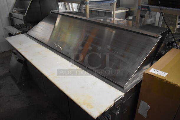 Avantco 178SCLM3 Stainless Steel Commercial Sandwich Salad Prep Table Bain Marie Mega Top on Commercial Casters. 115 Volts, 1 Phase. 70.5x37x47. Tested and Powers On But Temps at 46 Degrees - Image 2 of 9