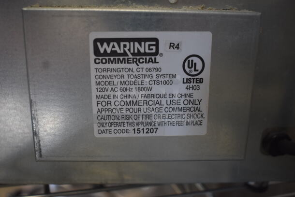 Waring CTS1000 Commercial Countertop Conveyor Toaster 120 Volt 1 Phase. Tested and Working!  - Image 8 of 9