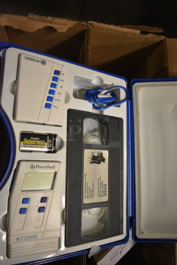 ALL ONE MONEY! Floor Lot of Various Items Including Bamboo Box, 32oz Plastic Bottles, BMR NeuroTech NT2000 Stimulator Unit, Wooden Display Stools, and Intertex Vacuum Cleaner - Image 3 of 12