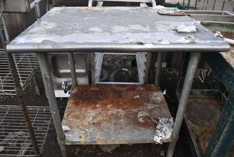 Stainless Steel Table w/ Metal Under Shelf. 36x30x35.5