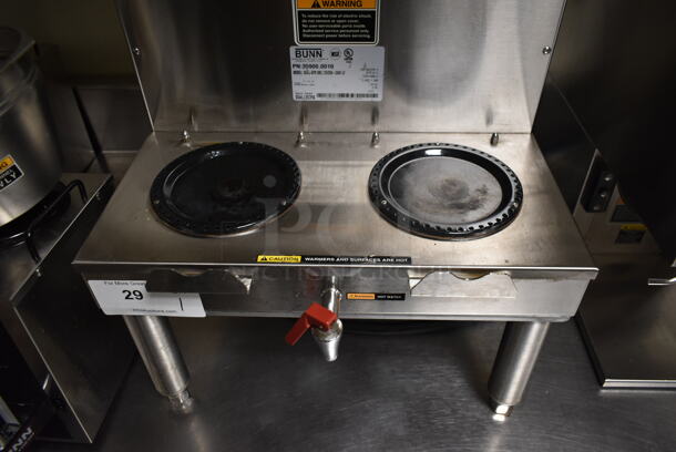 2012 Bunn DUAL GPR DBC Stainless Steel Commercial Countertop Double Coffee Machine w/ Hot Water Dispenser, 2 Metal Coffee Satellites and 2 Metal Brew Baskets. 120/208-240 Volts, 1 Phase. Tested and Working! (ice room) - Image 6 of 8
