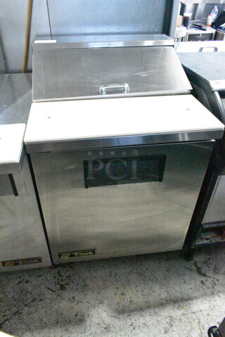 True TSSU-27-08 Stainless Steel Commercial Sandwich Salad Prep Table Bain Marie Mega Top on Commercial Casters. 115 Volts, 1 Phase. Tested and Powers On But Does Not Get Cold