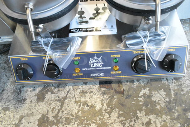 BRAND NEW SCRATCH AND DENT! 2023 Carnival King 382WCM2 8" Non-Stick Double Waffle Cone Maker. 120 Volts, 1 Phase. Tested and Working! - Image 4 of 9