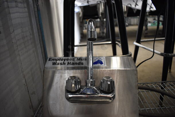 Stainless Steel Commercial Single Bay Wall Mount Sink w/ Faucet and Handles. 12x16x16 - Image 3 of 5