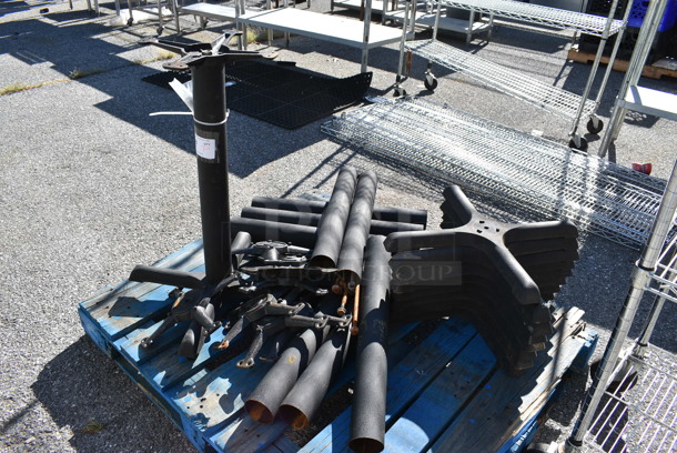 PALLET LOT of Black Metal Table Base and Pieces for 8 More Black Metal Table Bases. 22x22x28 - Image 5 of 8