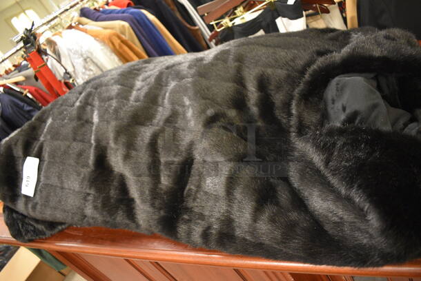 Black Fur Throw Blanket