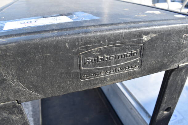 Rubbermaid Black Poly 2 Tier Cart on Commercial Casters. 17x39x39 - Image 3 of 4