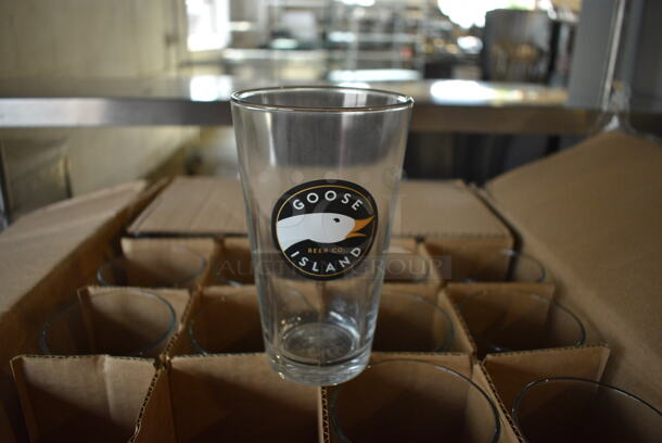 19 BRAND NEW IN BOX! Goose Island Beverage Glasses. 3.5x3.5x6. 19 Times Your Bid!