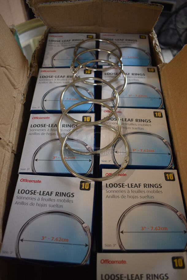 ALL ONE MONEY! Lot of 45 Boxes of Officemate Loose Leaf Rings! 3".  - Image 1 of 3