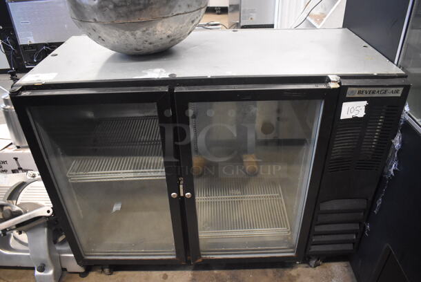 Beverage Air BB48G Stainless Steel Commercial 2 Door Back Bar Cooler Merchandiser on Commercial Casters. 115 Volts, 1 Phase. 48x24x39. Tested and Powers On But Does Not Get Cold