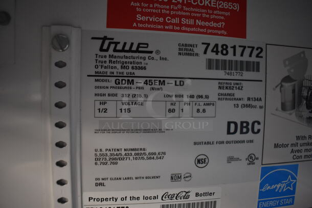 2012 True GDM-45EM-LD Commercial Two-Door Black Merchandiser Cooler With Polycoated Racks. 115V, 1 Phase. Tested and Working! - Image 6 of 6