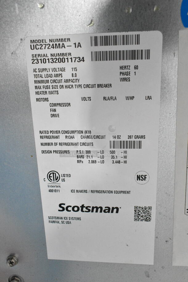 BRAND NEW SCRATCH AND DENT! 2023 Scotsman UC2724MA-1A Stainless Steel Commercial Self Contained Undercounter Ice Machine. 115 Volts, 1 Phase.  - Image 9 of 9