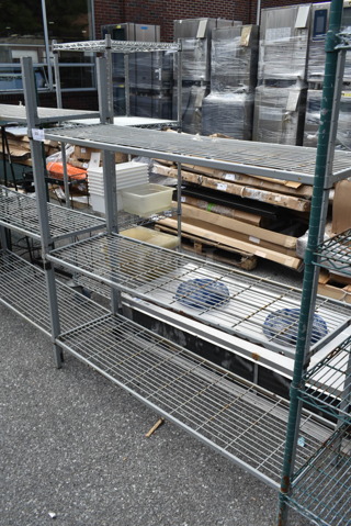 Gray Metal 3 Tier Shelving Unit. BUYER MUST DISMANTLE. PCI CANNOT DISMANTLE FOR SHIPPING. PLEASE CONSIDER FREIGHT CHARGES.