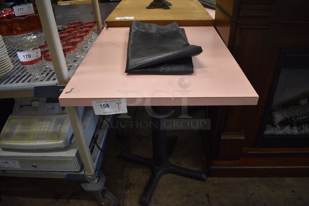 Pink Tabletop on Black Metal Table Base w/ Black Tabletop. 24x30x29
