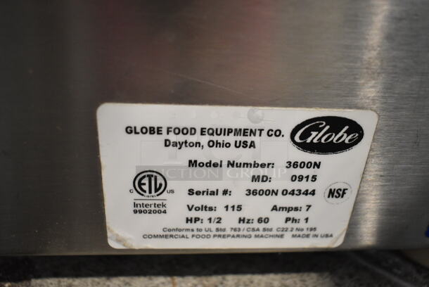 Globe 3600N Stainless Steel Commercial Countertop Meat Slicer. 115 Volts, 1 Phase. Tested and Working!  - Image 5 of 5