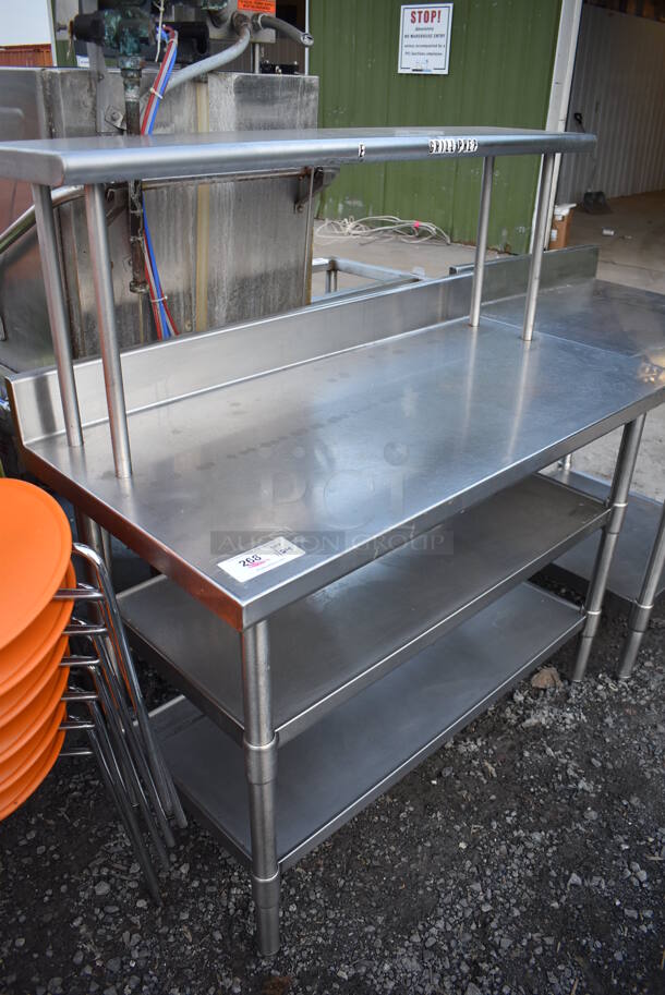 Stainless Steel Commercial Table w/ Back Splash, Over Shelf and 2 Metal Under Shelves. 48x24x53 - Image 4 of 4