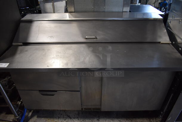 Beverage Air SPED60-16C-2 Stainless Steel Commercial Sandwich Salad Prep Table Bain Marie Mega Top on Commercial Casters. 115 Volts, 1 Phase. Tested and Powers On But Does Not Get Cold