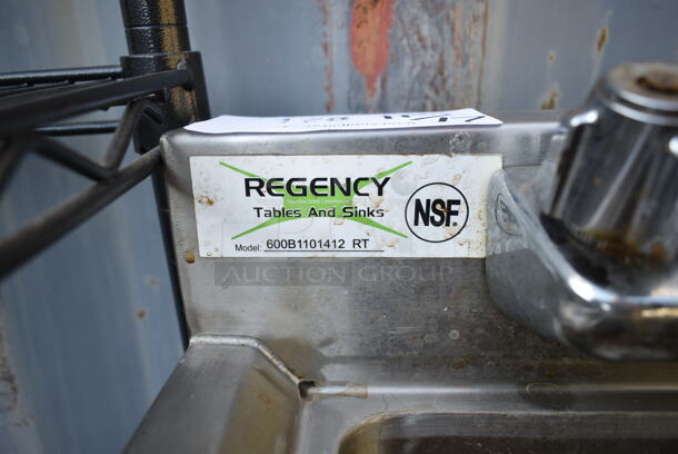 Regency 600B1101412 RT Stainless Steel Commercial Single Bay Sink w/ Right Side Drain Board, Faucet and Handles. Bay 10x14 - Image 4 of 4