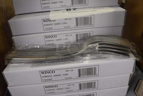 60 BRAND NEW IN BOX! Winco 0001-05 Stainless Steel Dominion Dinner Forks. 7