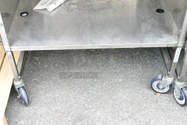 National Cart Co Stainless Steel Portable Table w/ Under Shelf and Drawer on Commercial Casters.  - Image 4 of 7