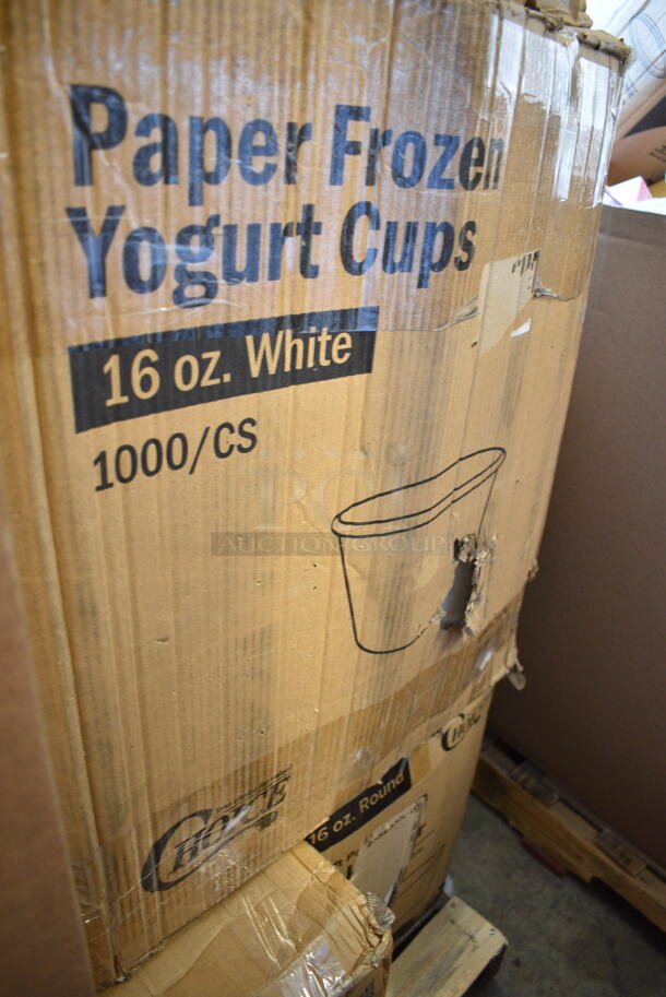 PALLET LOT of 32 BRAND NEW Boxes Including Choice 16 oz Paper Frozen Yogurt Cups, 500CC12HD 12 oz. Plastic Cold Cup - 1000/Case, 127RD16BULK Choice Microwavable Round Deli Container, 433L16C Choice Pint Size Natural Kraft Paper Bag - 500/Case, Dyson Purifier Filter, 164CUSHWGBK Lancaster Table & Seating Spartan Series 2 1/2" Black Vinyl Padded Seat for Chair and Barstool, 2 Box 5001RT800B Lavex 8" White Hardwound Paper Towel, 800 Feet / Roll - 6/Case, 186CVB4810 VacPak-It 186CVB4810 8" x 10" Chamber Vacuum Packaging Pouches / Bags 4 Mil - 1000/Case, Choice 1/6 Standard Size White "Thank You" Standard-Duty Plastic T-Shirt Bag - 700/Case, 347RP9WHSS Visions Wave 9" White Plastic Plate - 180/Case, 130HCUTWR Visions Individually Wrapped White Heavy Weight Plastic Fork - 1000/Case. 32 Times Your Bid! - Image 2 of 12