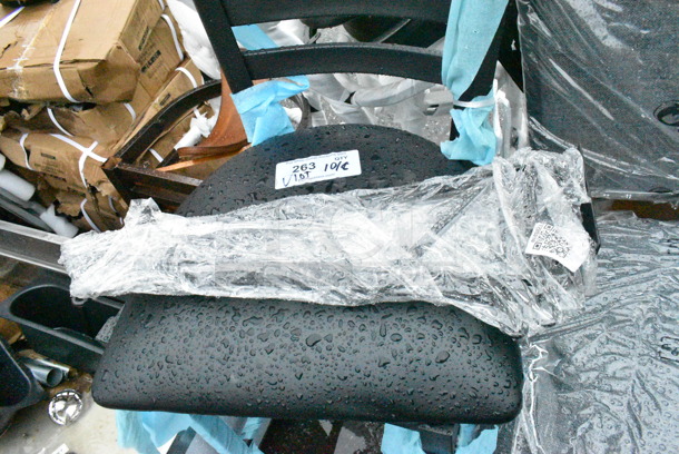BRAND NEW SCRATCH AND DENT! Lot of Various Chairs Including Gray Bar Height Chair, Metal Chair Frame Pieces, White Folding Chair, Gray Folding Chair, Black Bar Height Chair. - Image 2 of 12
