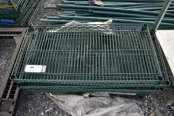 ALL ONE MONEY! Lot of 9 Metro Green Finish Wire Shelves. 36x18x1.5