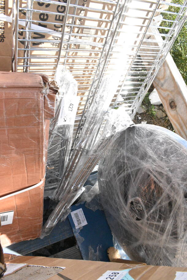 3 BRAND NEW SCRATCH AND DENT! Wire Shelf Pieces. 3 Times Your Bid!  - Image 1 of 9