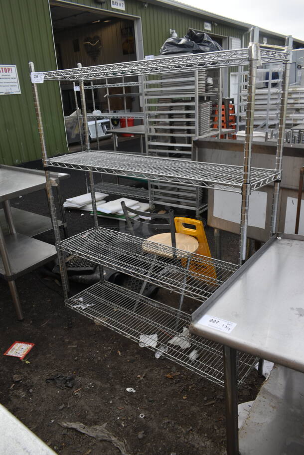 Chrome Finish 4 Tier Wire Shelving Unit. BUYER MUST DISMANTLE. PCI CANNOT DISMANTLE FOR SHIPPING. PLEASE CONSIDER FREIGHT CHARGES. - Image 2 of 2