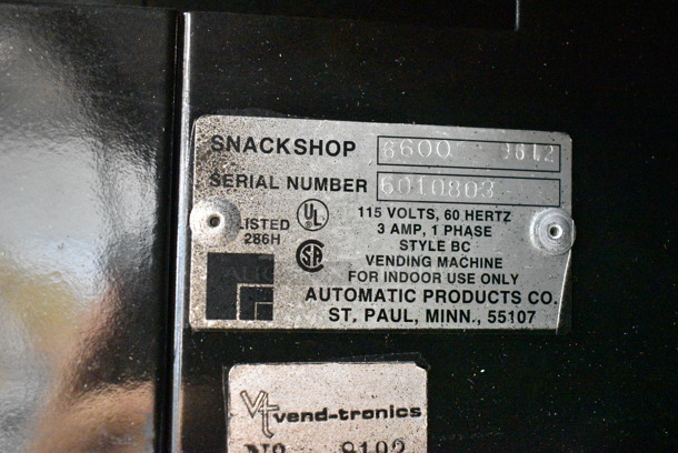 AP Automatic 6600 Metal Commercial Vending Machine w/ Credit Card Reader. Lock Was Removed; No Key. 115 Volts, 1 Phase. Cannot Test Due To Cut Power Cord - Image 5 of 6