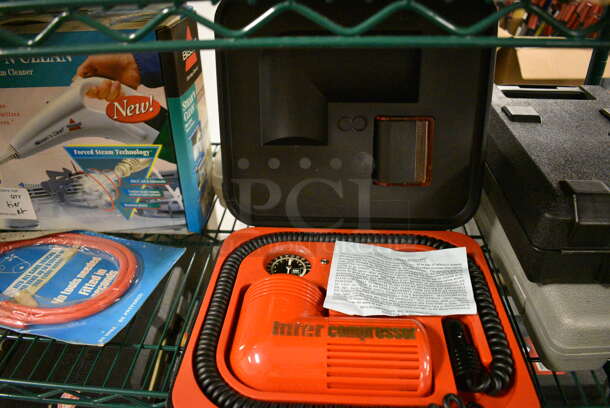 ALL ONE MONEY! Tier Lot of Various Items Including Bissell Hand Held Steam Cleaner, System One Car Care Products, Inter Compressor Portable Air Pump, Interdynamics Air Compressor Traveler, and Plier Kit - Image 6 of 8