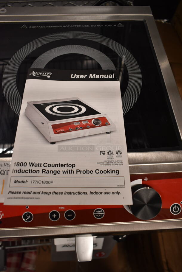 BRAND NEW SCRATCH AND DENT! Avantco 177IC1800P Stainless Steel Countertop Electric Powered Single Burner Induction Range. 120 Volts, 1 Phase.  - Image 3 of 5