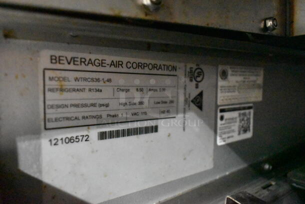 Beverage Air WTRCS36-1-48 Stainless Steel Commercial 2 Drawer Chef Base. 115 Volts, 1 Phase. Tested and Powers On But Does Not Get Cold
 - Image 5 of 5
